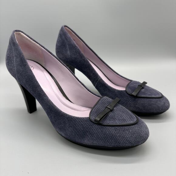 Johnston & Murphy Shoes - Johnston and Murphy Navy Blue Corduroy Platform Heels Pumps Womens 10M